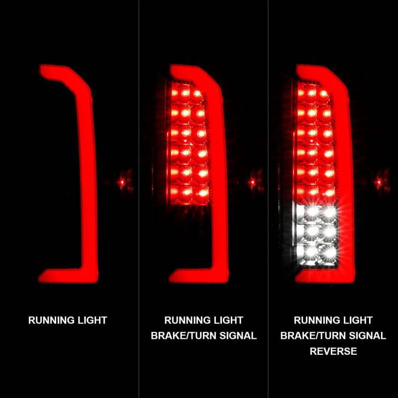 ANZO 15-21 Chevrolet Colorado Full LED Tail Lights w/ Red Lightbar Black Housing Clear Lens - My Store