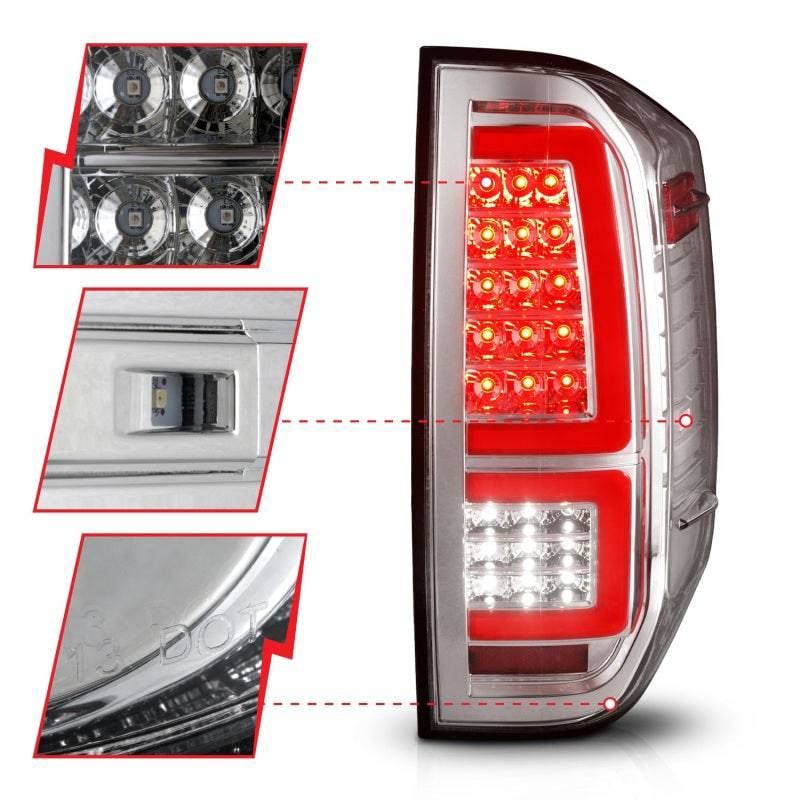 ANZO 2014-2021 Toyota Tundra LED Taillights Chrome Housing/Clear Lens - My Store
