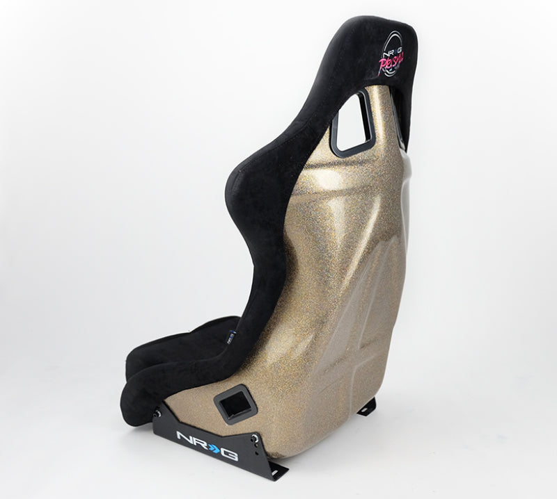 NRG FRP Bucket Seat ULTRA Edition - Large (Black Alcantara/Gold Glitter Back) - My Store