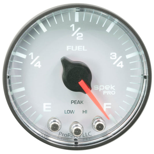 Autometer Spek-Pro Gauge Fuel Level 2 1/16in 0-270 Programmable Wht/Blk - My Store