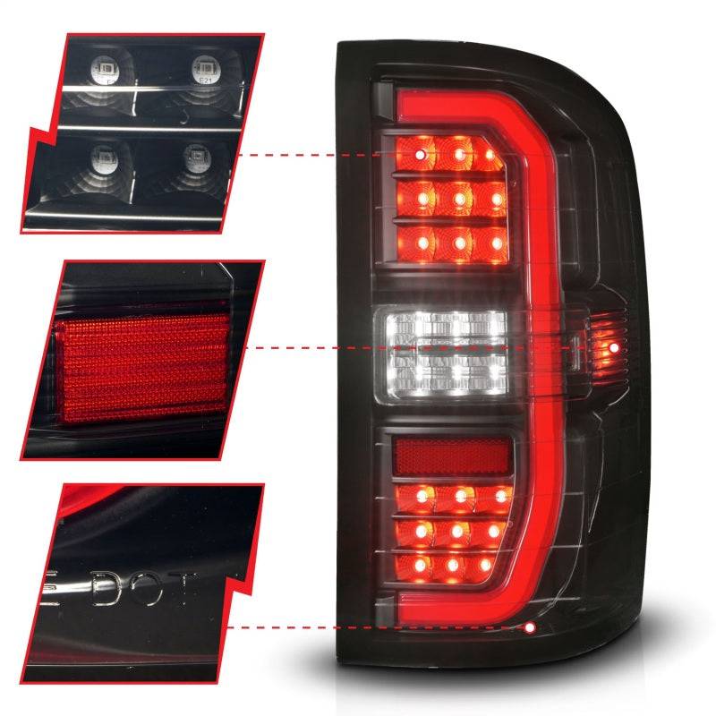 ANZO 14-18 GMC Sierra 1500 Full LED Taillights Black Housing Smoke Lens (w/C Light Bars) - My Store