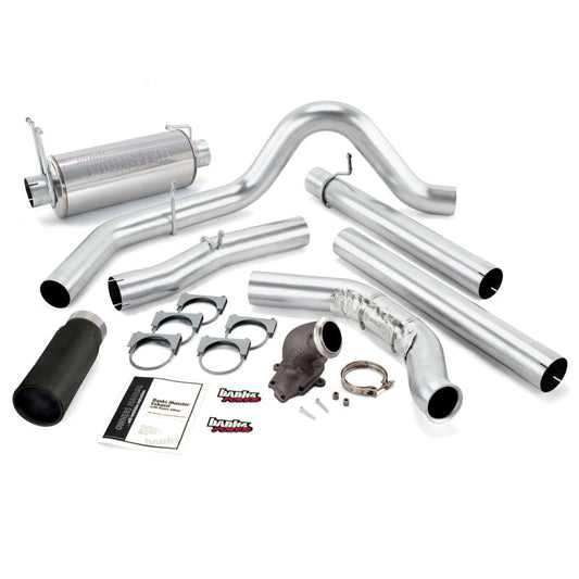 Banks Power 99 Ford 7.3L w/Cat Conv Monster Exhaust w/ Power Elbow - SS Single Exhaust w/ Black Tip - Mammoth Racing -