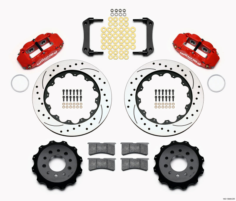 Wilwood Narrow Superlite 4R Rear Kit 14.00in Drilled Red Morrison Multilink IRS (10-15 Camaro Based) - My Store