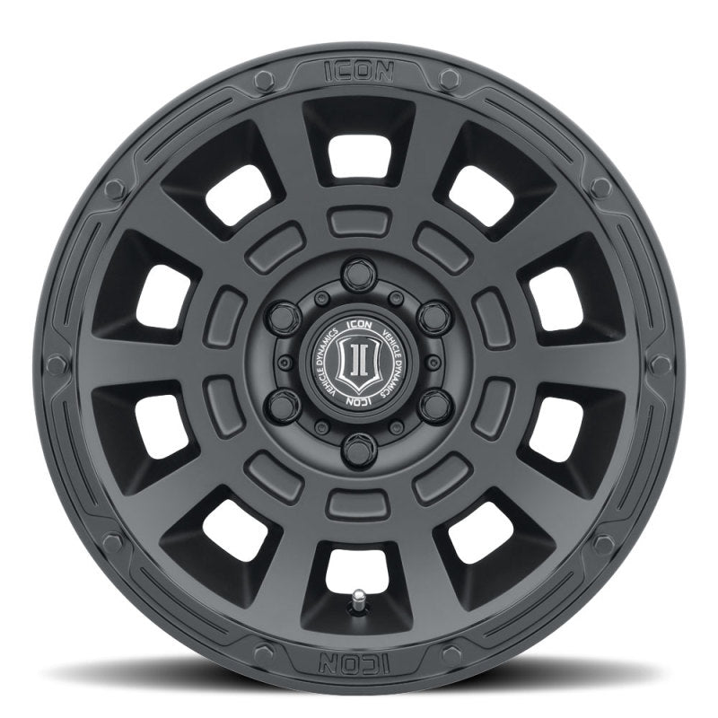 Icon Thrust 17x8.5 6x5.5 25mm Offset 5.75in BS 95.1mm Bore Satin Black Wheel - Mammoth Racing -