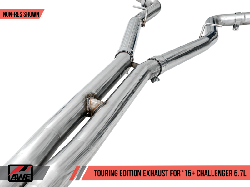 AWE Tuning 2017+ Challenger 5.7L Touring Edition Exhaust - Non-Resonated - Chrome Silver Quad Tips - Mammoth Racing -