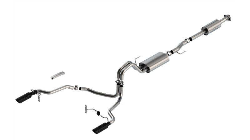 Borla F-150 2021 2.7L/3.5L 4dr CC SB EC STB Lar/KingR/Plnm/LTD 3/2.25 SRE CB Touring BLK CHR Tips - Mammoth Racing -