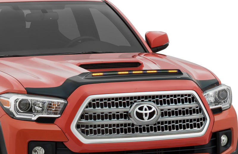 AVS 2016-2019 Toyota Tacoma Aeroskin Low Profile Hood Shield w/ Lights - Black - Mammoth Racing -