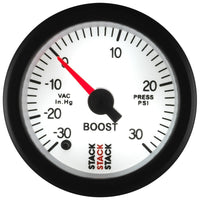 Autometer Stack 52mm -30inhg to +30 PSI (Incl T-Fitting) Pro Stepper Motor Boost Press Gauge - White - My Store