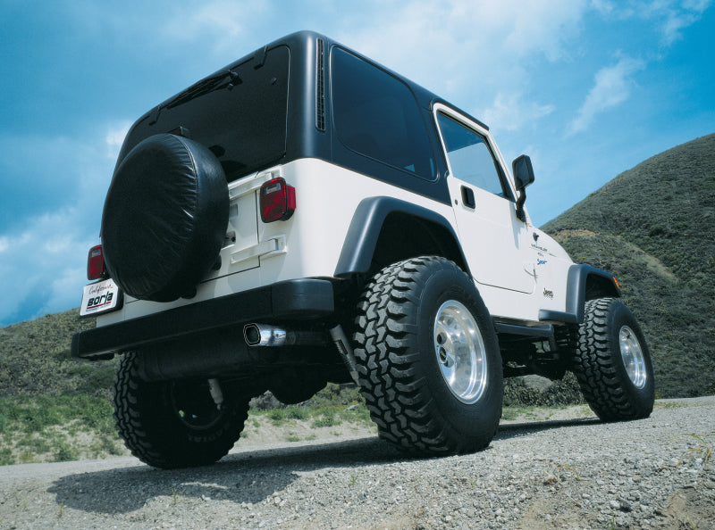 Borla 97-99 Jeep Wrangler 2.5/4.0L w/o Hitch Cat-Back 2.25in Single Sqr Angle Cut Phntm Rear - My Store