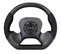 NRG Carbon Fiber Steering Wheel (320mm) CF Center Plate & Two-Tone Carbon w/Leather Trim Handles - My Store