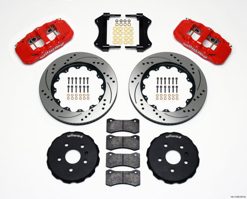 Wilwood Aero6 Front Hat Kit 14.25 Drilled Red 2010-2015 Camaro - Mammoth Racing -