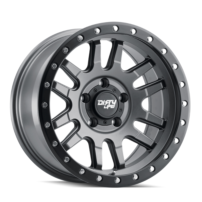 Dirty Life 9309 Canyon Pro 17x9/6x139.7 BP/-12mm Offset/106mm Hub Satin Graphite Wheel - Beadlock - Mammoth Racing -
