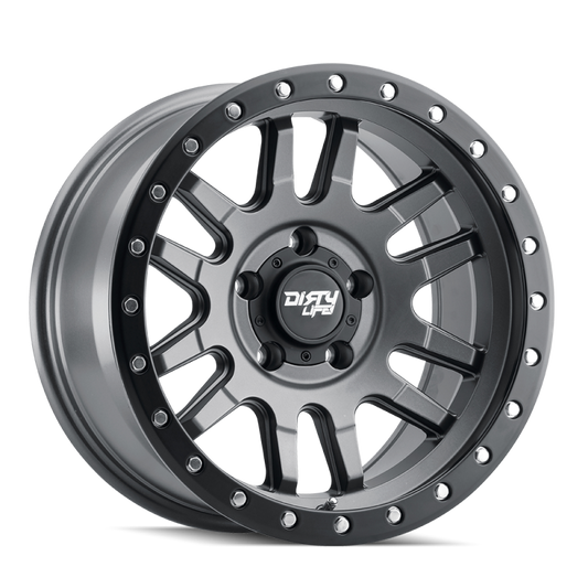 Dirty Life 9309 Canyon Pro 17x9/5x127 BP/-38mm Offset/71.5mm Hub Satin Graphite Wheel - Beadlock - Mammoth Racing -