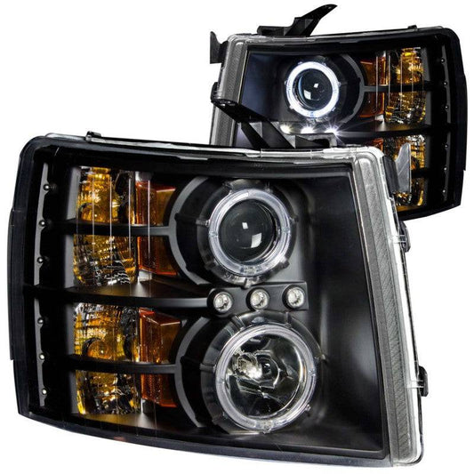 ANZO 2007-2013 Chevrolet Silverado 1500 Projector Headlights w/ Halo Black - My Store