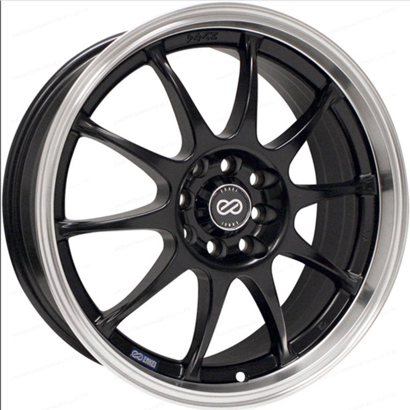 Enkei J10 17x7 5x100/114.3 38mm Offset Dia Matte Black w/ Machined Lip Wheel - Mammoth Racing -