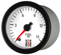 Autometer Stack 52mm 0-15 PSI 1/8in Nptf Male Pro Stepper Motor Fuel Pressure Gauge - White - My Store
