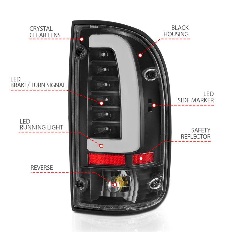 ANZO 95-00 Toyota Tacoma LED Taillights Black Housing Clear Lens (Pair) - My Store