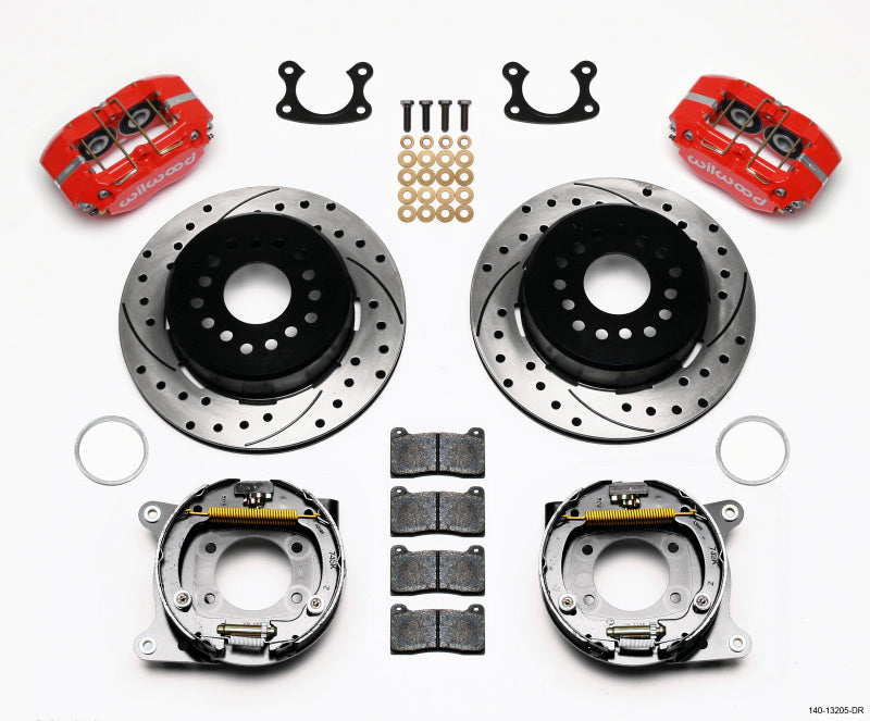 Wilwood Dynapro Dust-Boot P/S Park Brake Kit Drilled Red Small Ford 2.66in Offset - Mammoth Racing -