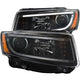 ANZO 2014-2015 Jeep Grand Cherokee Projector Headlights w/ Plank Style Design Black - My Store