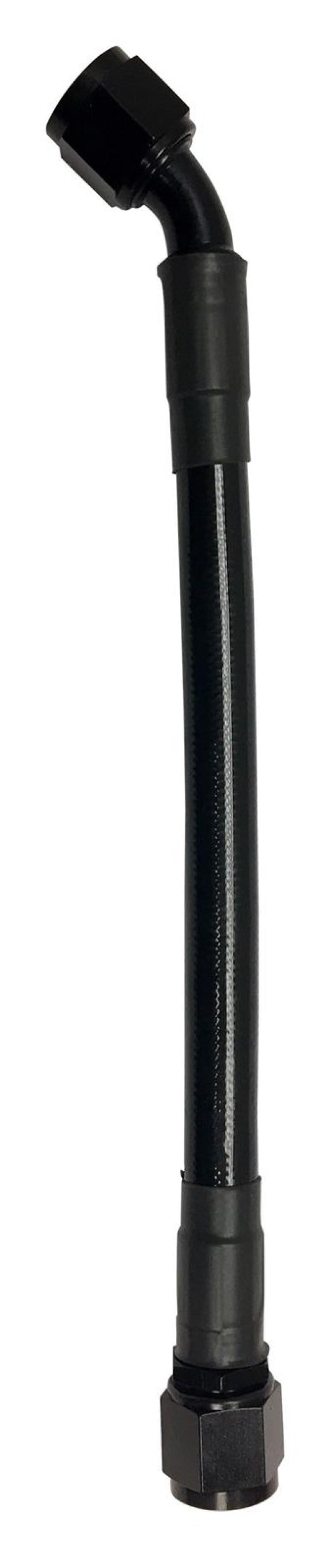 Fragola -8AN Ext Black PTFE Hose Assembly Straight x 45 Degree 72in - Mammoth Racing -