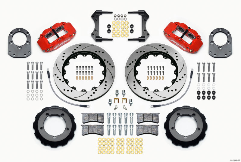 Wilwood Narrow Superlite 4R Front Hat Kit 14.00in Drill Red 66-75 Ford Bronco Dana 30/44 w/Lines - My Store