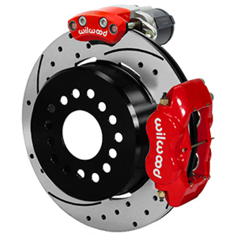 Wilwood Forged Dynalite Rear Electronic Parking Brake Kit - Red Powder Coat Caliper - D/S Rotor - My Store