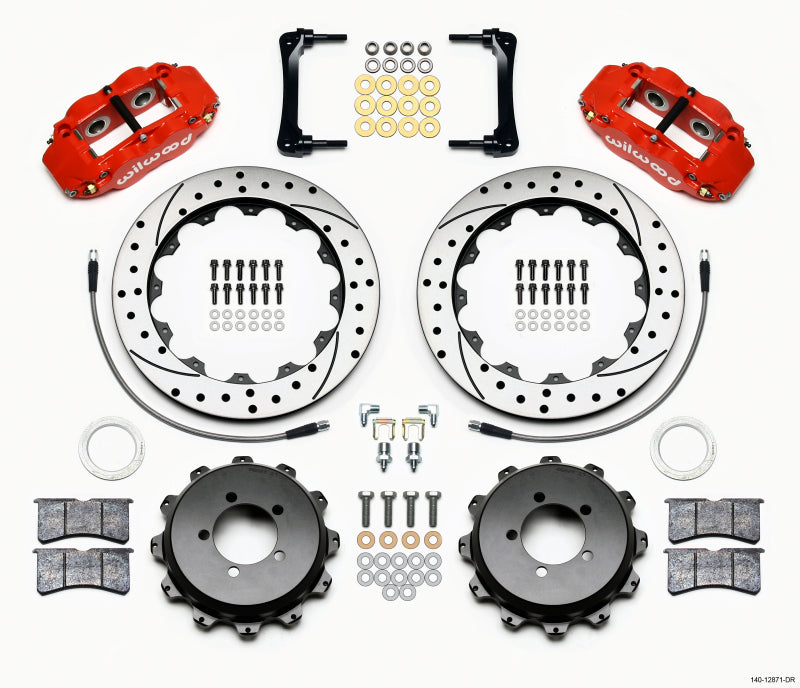 Wilwood Narrow Superlite 4R Rear Kit 12.88in Drilled Red 2012-Up Toyota / Scion FRS w/Lines - Mammoth Racing -