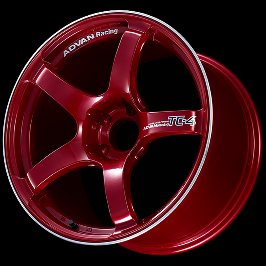 Advan TC4 18x9 +25 5-114.3 Racing Candy Red and Ring Wheel - My Store