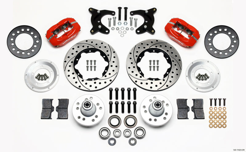 Wilwood Forged Dynalite Front Kit 11.00in Drilled Red 65-72 CDP A Body - 10in Drum - Mammoth Racing -