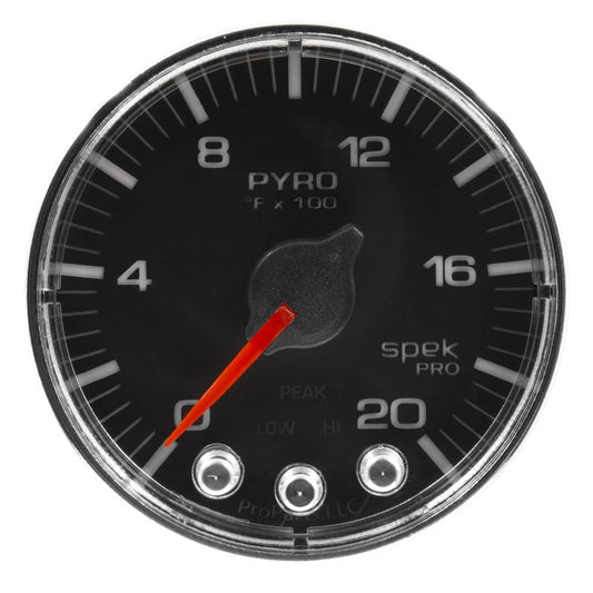 Autometer Spek-Pro Gauge Pyro. (Egt) 2 1/16in 2000f Stepper Motor W/Peak & Warn Blk/Chrm - My Store