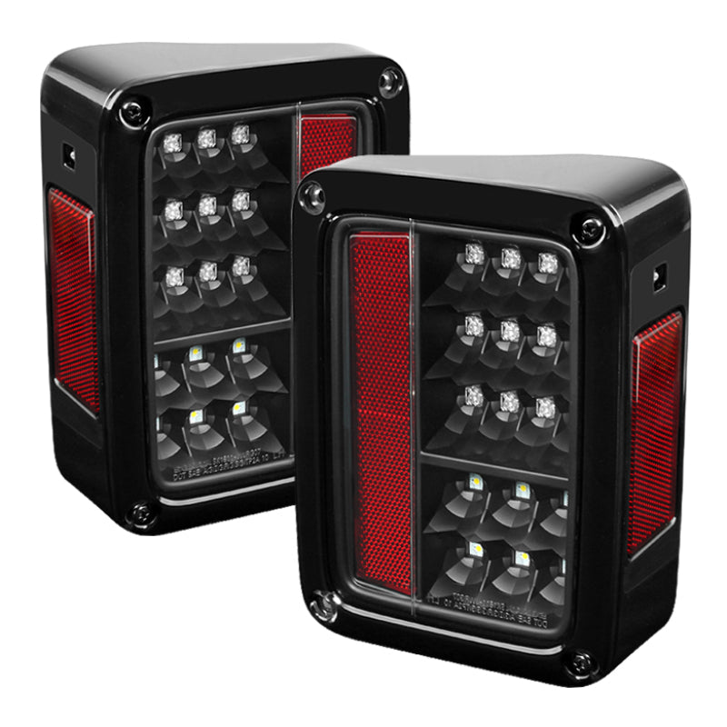 Spyder Jeep Wrangler 07-15 LED Tail Lights Black ALT-YD-JWA07-LED-BK - Mammoth Racing -