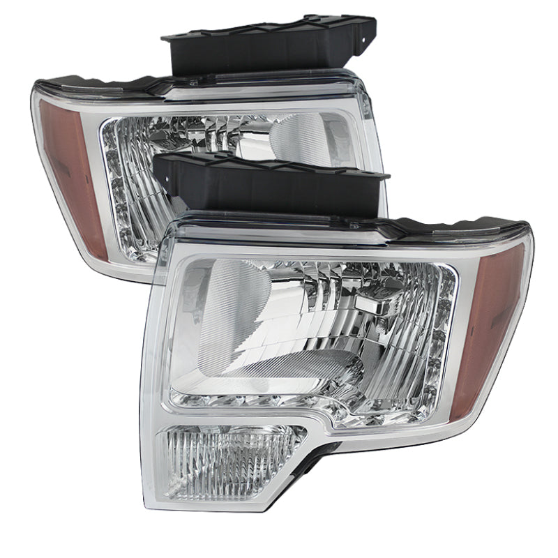 Xtune Ford F150 09-14 Amber Crystal LED Headlights Chrome HD-JH-FF15009-LED-AM-C - Mammoth Racing -