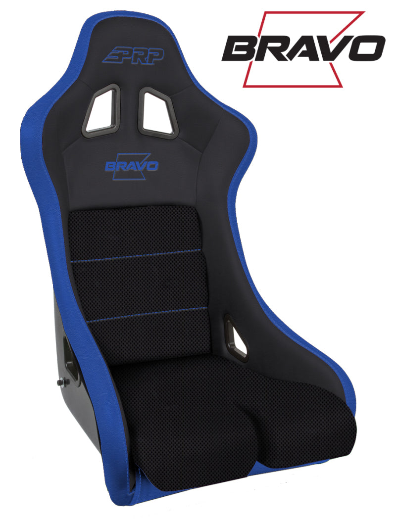 PRP Bravo Composite Seat- Black/Blue (prp Blue Outline/Bravo Blue- Blue Stitching) - Mammoth Racing -