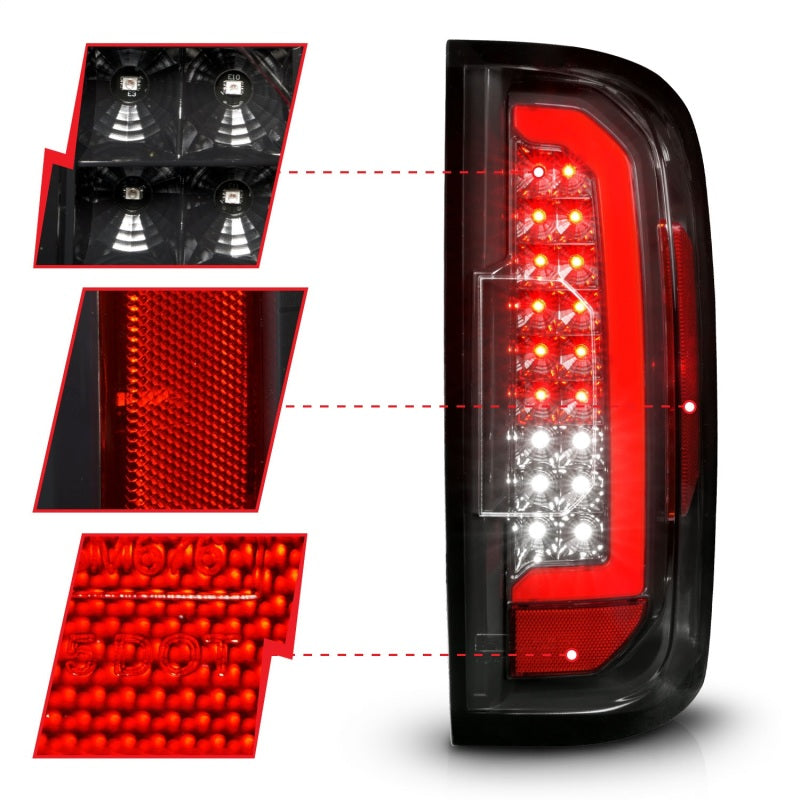 ANZO 15-21 GMC Canyon Full LED Taillights w/ Red Lightbar Black Housing/Clear Lens - Mammoth Racing -