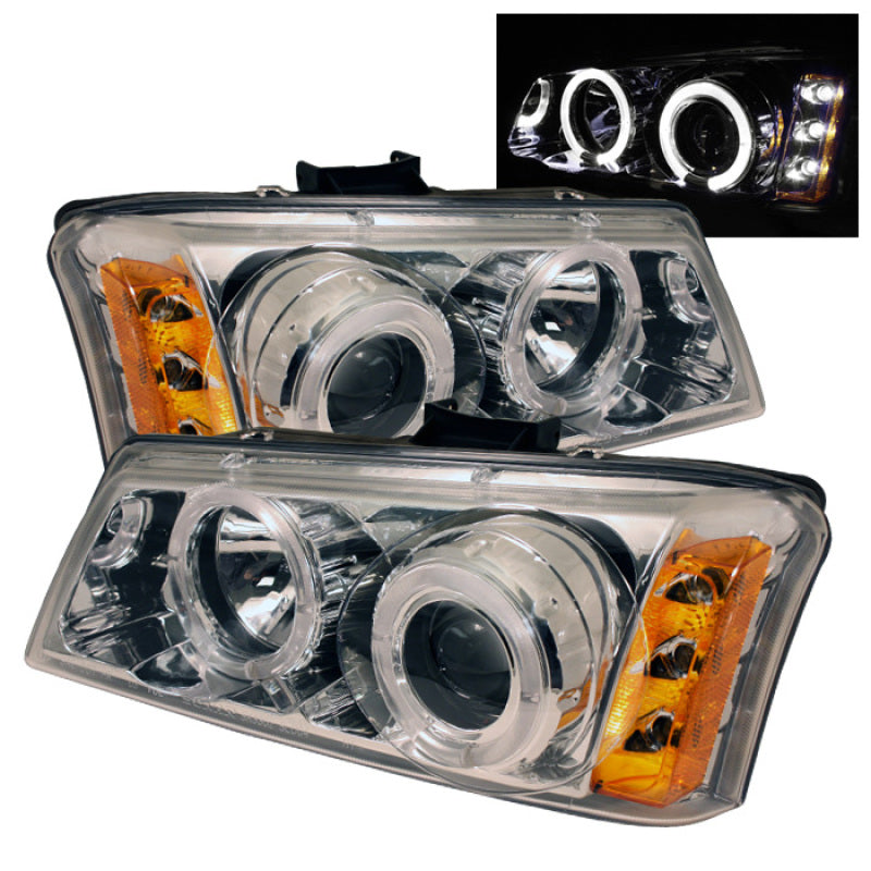 Spyder Chevy Silverado 1500 03-06 Projector Headlights LED Halo LED Ambr Reflctr Ch PRO-YD-CS03-AM-C - Mammoth Racing -