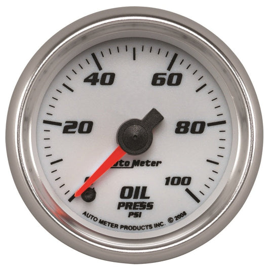 Autometer Pro-Cycle Gauge Oil Pressure 2 1/16in 100psi Digital Stepper Motor White - My Store