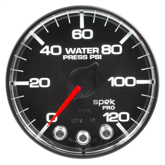 Autometer Spek-Pro Gauge Water Press 2 1/16in 120psi Stepper Motor W/Peak & Warn Blk/Chrm - My Store