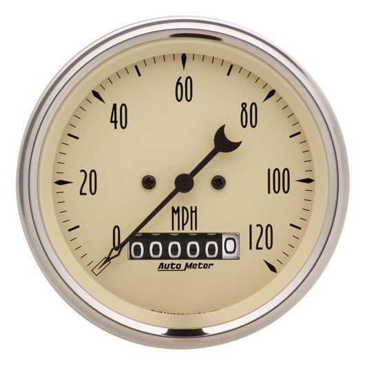 Autometer 3-3/8in 120mph Antique Beige Elec. Programmable Speedometer w/ Wheel Odometer - My Store