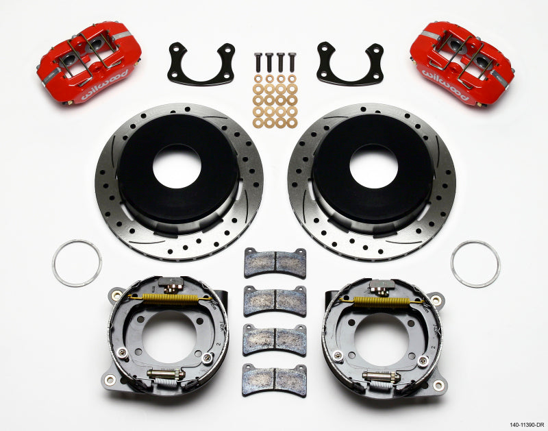 Wilwood Dynapro Low-Profile 11.00in P-Brake Kit Drill-Red New Big Ford 2.50in Offset - Mammoth Racing -