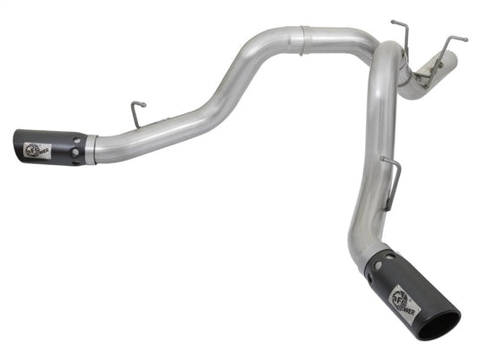 aFe ATLAS 4in DPF-Back Alum Steel Exhaust System w/Dual Exit Black Tip 2017 GM Duramax 6.6L (td) - Mammoth Racing -