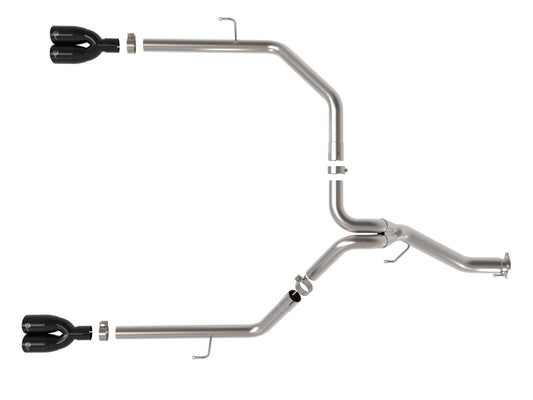 aFe Vulcan Series 3 IN to 2-1/2 IN 304 Stainless Steel DPF-Back Exhaust System w/ Black Tip - Mammoth Racing -