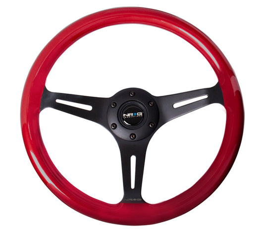 NRG Classic Wood Grain Steering Wheel (350mm) Red Pearl/Flake Paint w/Black 3-Spoke Center - My Store