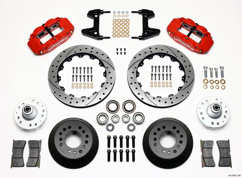 Wilwood Narrow Superlite 6R Front Hub Kit 12.88in Drill Red 74-80 Pinto/Mustang II Disc Spindle only - My Store