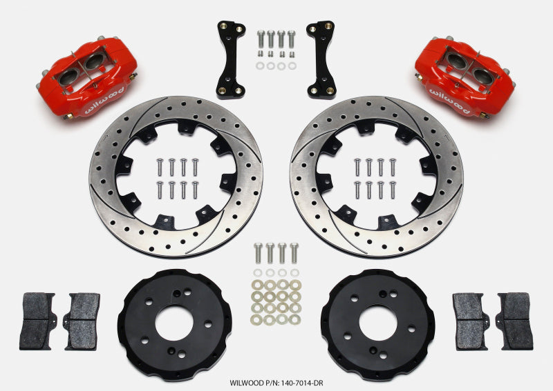 Wilwood Forged Dynalite Front Hat Kit 12.19in Drilled Red 02-06 Acura Rsx-5 Lug - My Store
