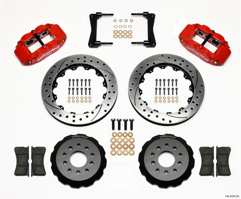 Wilwood Narrow Superlite 6R Front Hat Kit 13.06in Drill Red 2005-2014 Mustang - My Store