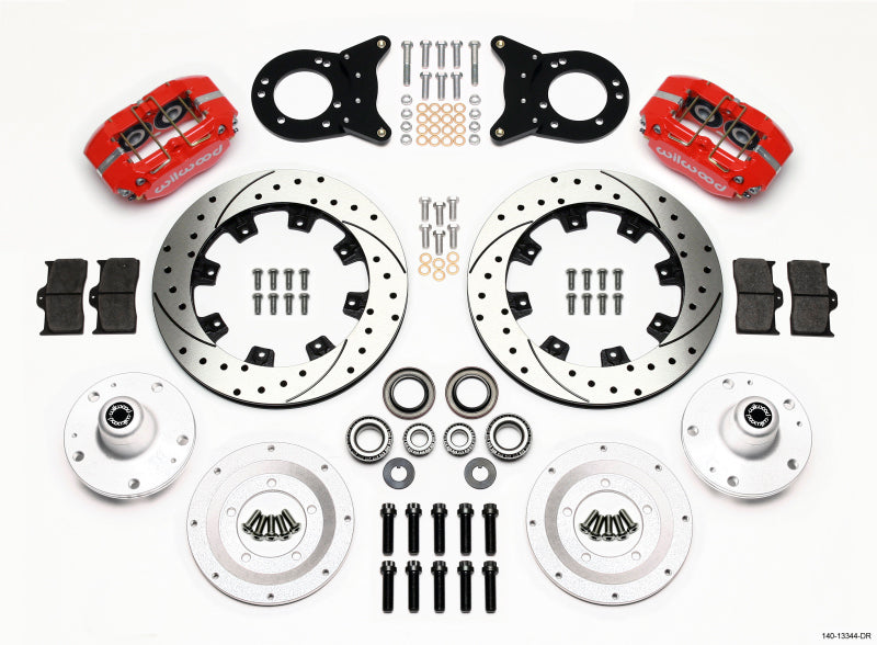 Wilwood Dynapro Dust-Boot Front Kit 12.19in Drill Red 1965-1969 Mustang Disc & Drum Spindle - My Store
