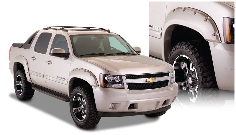 Bushwacker 07-13 Chevy Avalanche Pocket Style Flares 4pc - Black - Mammoth Racing -