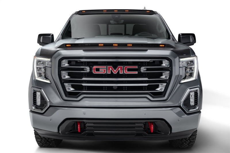 AVS 19-22 GMC Sierra 1500 Aeroskin Low Profile Hood Shield w/ Lights - Black - Mammoth Racing -