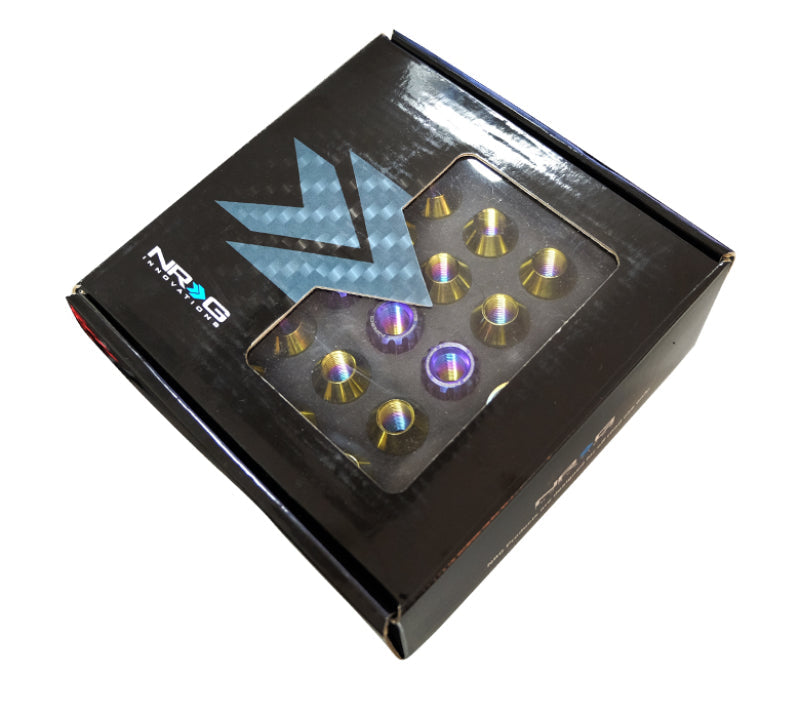 NRG 200 Series M12 X 1.25 Titanium Lug Nut Set - 21 Pc w/Lock Key Socket - Neochrome - My Store