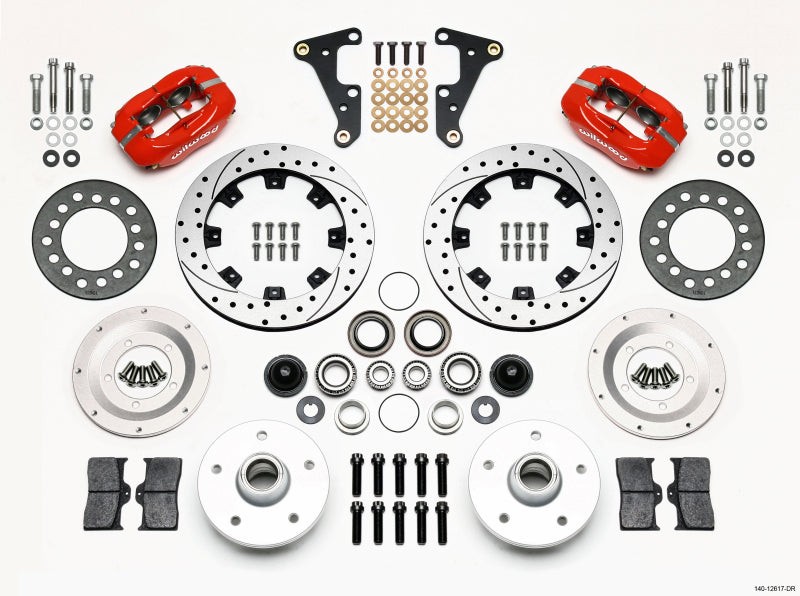 Wilwood Forged Dynalite Front Kit 11.75in Drilled Red 40-52 Oldsmobile - Mammoth Racing -